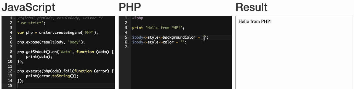 Manipulating the DOM using PHP with Uniter